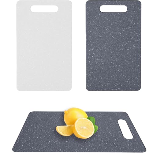 2Pcs Small Chopping Board Plastic Set Mini Chopping Board Black and White Granite Pattern Compact Size for Kitchen and Camping Food Prep 10x6x0.24 Inches