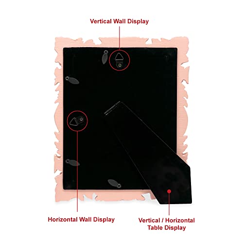 Laura Ashley 5x7 Pink Floral Textured Hand-Crafted Resin Picture Frame with Easel, for Tabletop & Wall Display, Decorative Floral Design Home Décor, Photo Gallery, Art & More (5x7, Pink)