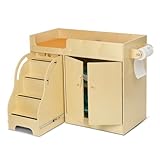 Monläurd® 100% Birch Baby Changing Table with Stairs & Storage, Montessori Toddler Diaper Changing Station, Safe Nursery Furniture for Daycare & Home