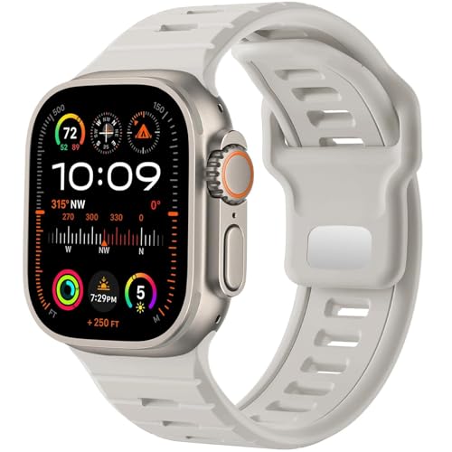 Bracelet silicone Apple Watch Ultra 2 homme, évite les irritations, rechange 44/45/49mm Agate