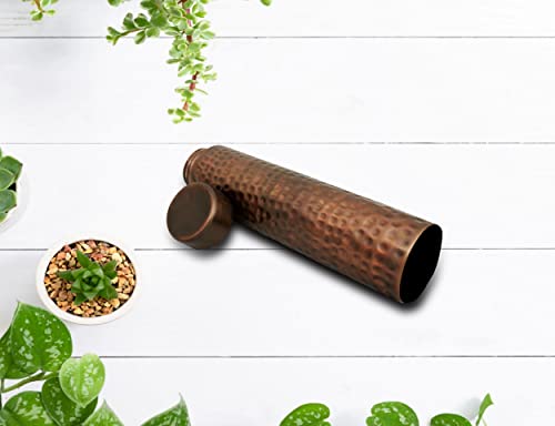 Image of Tambra Copper Bedroom Jar with Inbuilt Glass | Diamond Design | Handcrafted, Leakproof, Jointless | Ayurvedic Benefits, Antioxidant Properties | 1200 ml (Pack of 2)