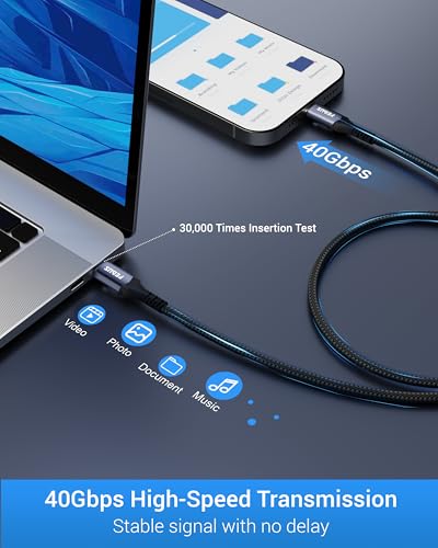 Image of FEDUS 2M USB 4 Cable Thunderbolt 4 Cable 40Gbps 240W [8K@60Hz 4K@144Hz] 100W PD 3.1 Fast Charging Type C Cable USB C to USB C Display Cable Compatible with iPhone 15 Pro, MacBook, eGPU, SSD