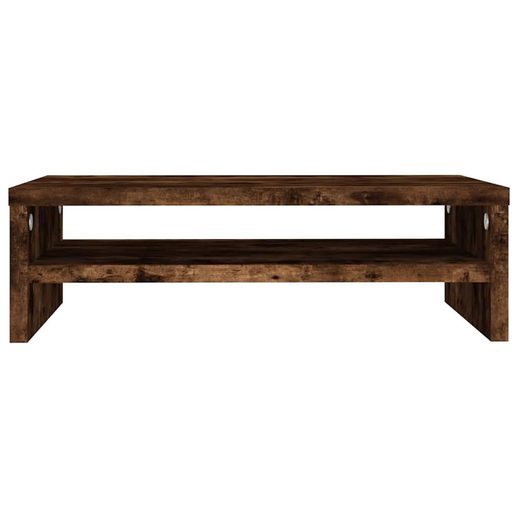 Podstawka Pod Monitor, Drewno Konstrukcyjne, Podstawka Pod Laptopa z warstwą do Przechowywania do Użytku w Domowym Biurze, Porządek na Biurku, 42 x 24 x 13 cm (Wędzony dąb)
