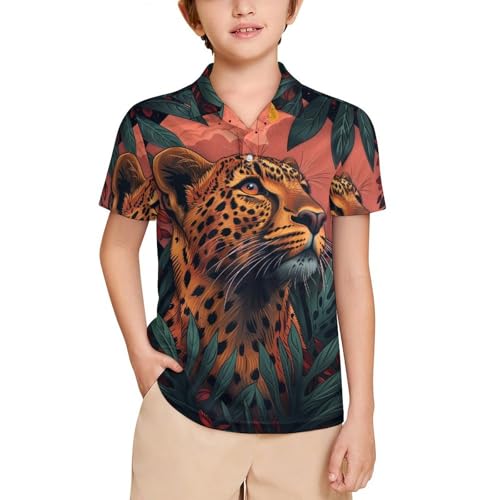 Boys' Classic Polo Shirts Short Sleeve Moisture-Wicking Golf & Tennis Shirts for Youth Teens Marine Anchor