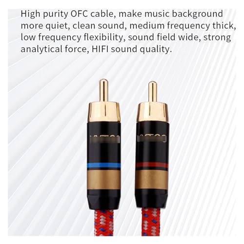 Câble d'interconnexion HiFi stéréo anti-interférence 4N OFC mâle 2m pour supprimer les grésillements