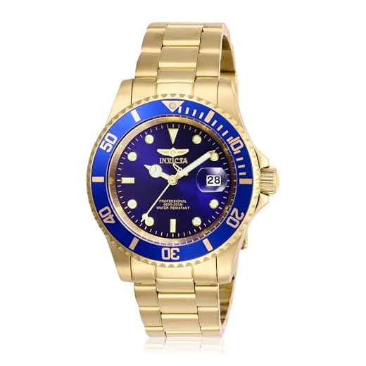 Relógio Invicta Pro Diver com pulseira de aço inoxidável, Dourado/azul, 26974