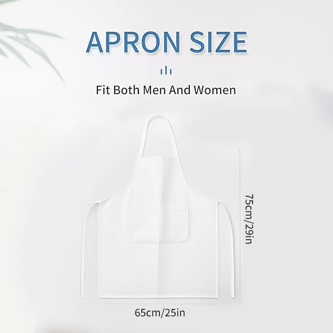 2/8/12/24 PCS White Aprons with Pockets: Unisex Apron Bulk with Extra Long Ties for Cooking Baking Crafting - Image 2