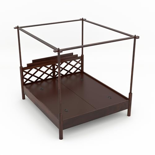 Image of Sheesham Solid Wood Queen Size Jaipur Poster Bed for Home| Beautiful Bedroom (Queen, Jaipur Poster Bed)