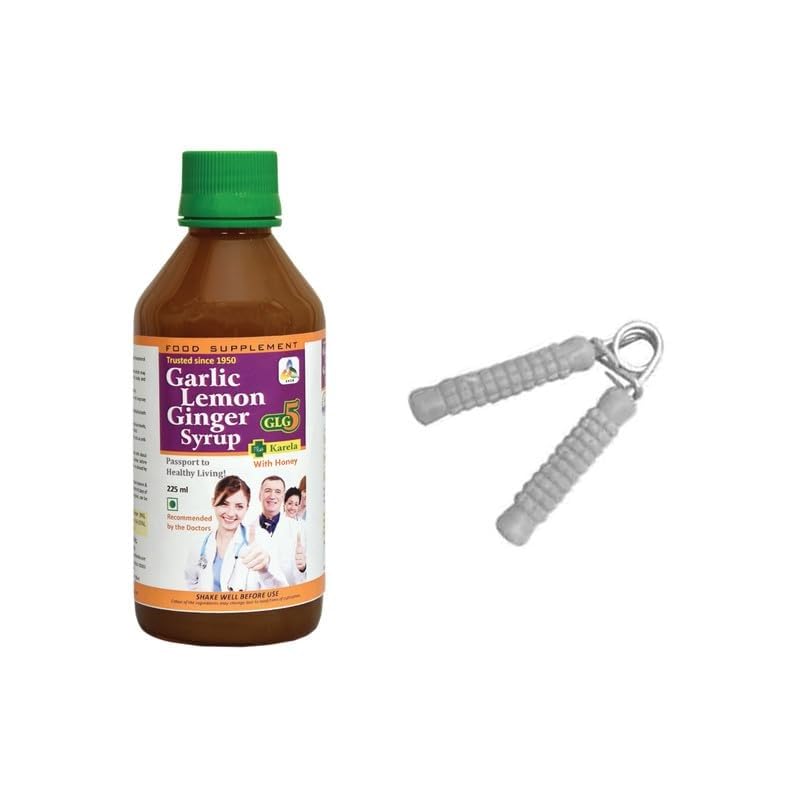 SKSB GLG5+ Karela Syrup made up of Garlic, Honey, Lemon, Ginger, Karela (Bitter Gourd), Turmeric & American Apple Cider Vinegar 525ml with one No. Hand Grip General-image-35