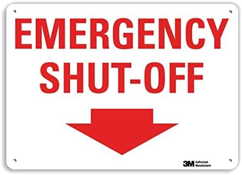 "Emergency Shut-Off" Sign with Down Arrow by SmartSign | 10" x 7" 3M Reflective Aluminum