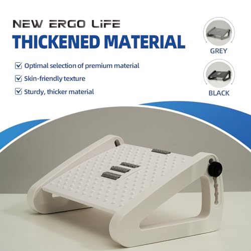 New Ergo Life Adjustable Footrest Under Desk, Comfort Foot Stool at Work, 6-Position Multi-angle Adjustable Foot Pedal, Ergonomic Posture Support, Foot Support for Office and Home (Black) - Image 8