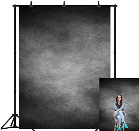 DePhoto Retro Black Grey Portrait Vinyl Photography Backdrop Photo Background
