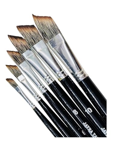 Image of Dagger Paint Brush for Artists | Synthetic Short Hair Brush for Acrylic, Oil & Watercolour Painting | Fine Detailing, Botanical & Artistry Brushes | Sizes 2, 4, 6, 8, 10, 12 (Set of 6)