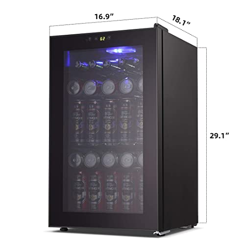 Joy Pebble Beverage Cooler And Refrigerator Mini Fridge With Glass Door For Soda Beer Or Wine Small Drink Cooler For Home Office Or Bar (2.3 Cu.ft, Black) #TOP1