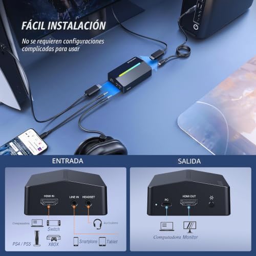 Tarjeta de captura HDMI a USB Fifine AmpliGame para transmitir directos de Switch en Mac 4