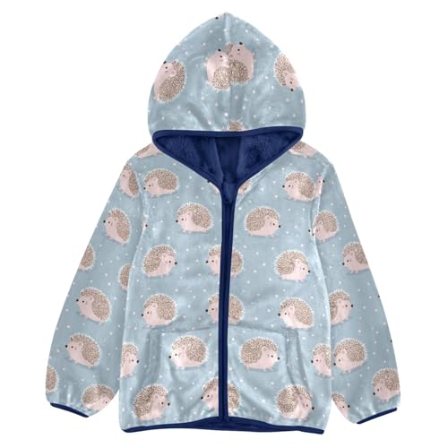 Cute Hedgehog Toddler Fleece Jacket Baby Boys Hooded Zipper Long Sleeve Thick Warm Outerwear 3-10 Years
