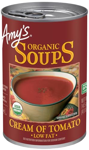 Amy’s Soup, Organic Cream of Tomato Soup, Gluten Free, Made With Organic Tomatoes and Cream, Canned Soup, 14.5 Oz