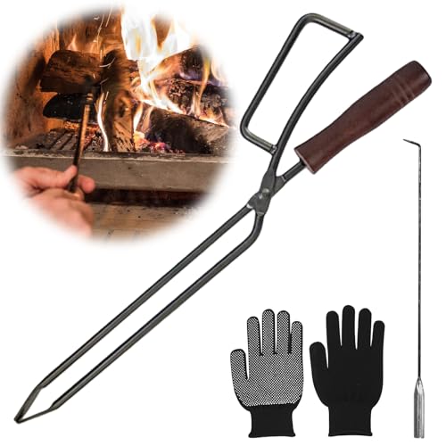 Kaminzange: 42,5 × 13 cm Schwerlast Kaminholzzange mit...