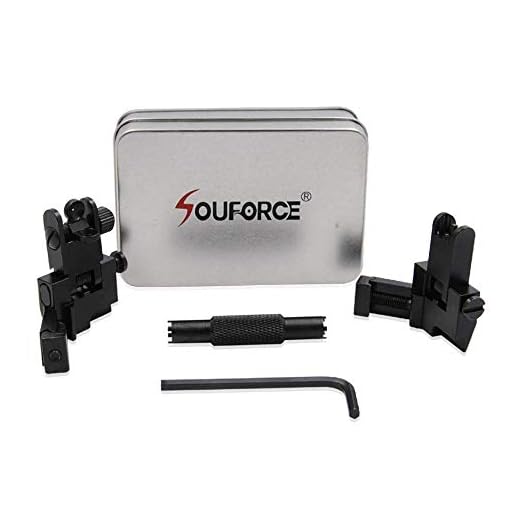 SOUFORCE 45 Degree Offset Backup Iron Sights, Front and Rear Canted Flip Up Sight Set for Picatinny and Weaver Rail Mount with Front Sight Adjustment Tool