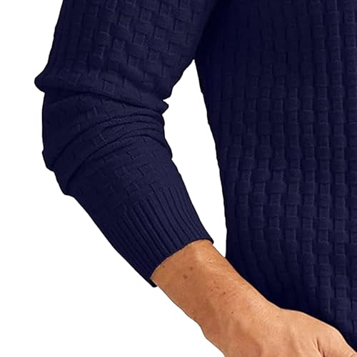 Mens Waffle Sweater Ribbing Edge Male Waffle Crewneck Sweater Crewneck Twist Sweaters for Men4