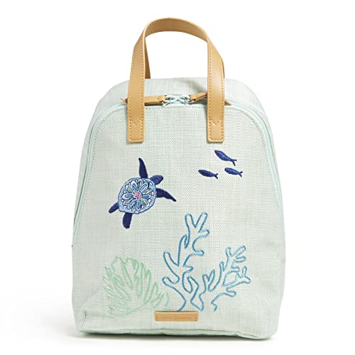 Vera Bradley Women's Straw Mini Beach Totepack Backpack, Turtle Dream, One Size