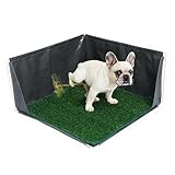 Dog Pee Pad Holder with High Walls, Portable Dog Litter Box for Inside Potty, Splash-Proof No Spill Pee Shield Pad Holder Tray for Puppies Small and Medium Dogs with Grass Turf