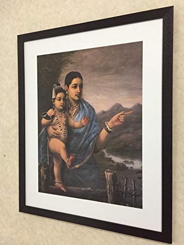 Image of Adventures� *Yashoda, Bal-Krishna & Radha in the Moonlight*- 2 Paintings by Raja Ravi Varma, Set of 2 Wall D�cor Frames. Matt Satin Print with MDF & 1 inchPS Black Frame. Size 14 inchx18 inch each.