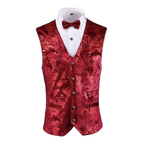 Men’S Steampunk Sleeveless V-Neck Vest Coat Single Breasted Slim Fit Chic Waistcoat For Business Wedding Party3