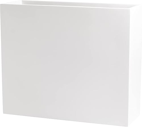 Calistoga - Maceta alta rectangular de fibra de vidrio, color blanco, 48 pulgadas