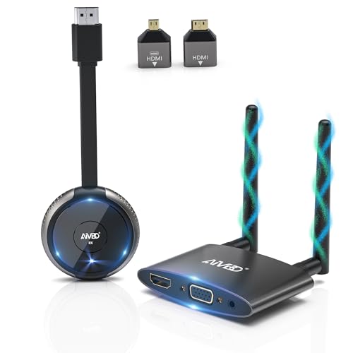 MpioLife 4K/5G Wireless HDMI Transmitter and Receiver, Kabellos HDMI Sender und Empfänger, VGA&HDMI Dual Screen Funkübertragung von Laptop/TV Box/Camara auf TV/Projektor, für Heimkino/Meeting 165FT