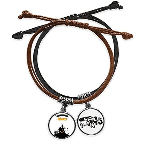 Bracelet fantôme bat la peur Halloween cordon tressé et cuir unisexe