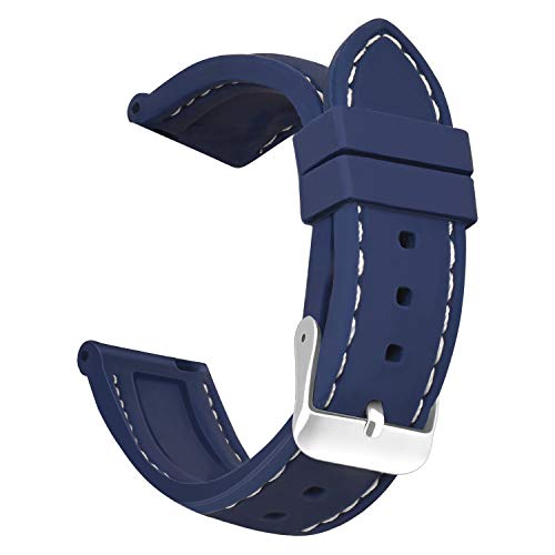 OLLREAR Unisex Caoutchouc Bracelet Montre 8 Couleurs 5 Tailles 20mm Bleu Marine