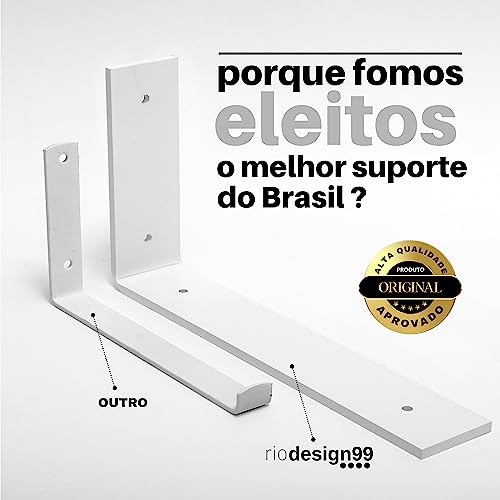 RIO DESIGN99 Mão Francesa 20cm Cantoneira Invertida - Branca - 4 Unidades - Reforçada Industrial Sup