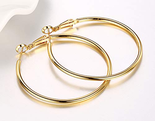 Gslaoz PE951 18K Gold Plated Polished Round Hoop Earrings thumb #5