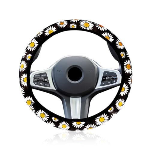 Funda Volante Universal KSUKTSW, Antideslizante, Transpirable, Elástica, 37-38cm, Protección Volante, Accesorios Coches Interior (Negro Rojo)