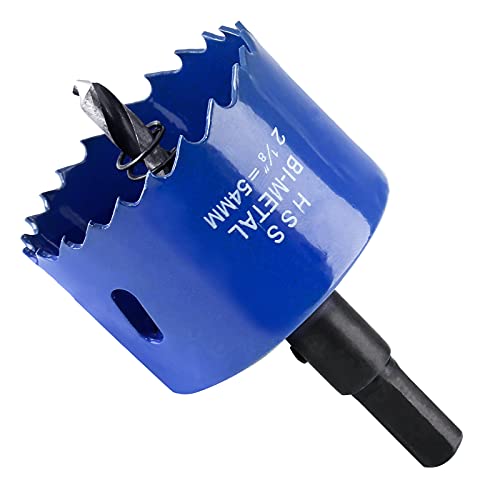 Image of Luomorgo 2 1 /8 inch Hole Saw, 54mm, 1 1 /4 inch Cutting Depth | HSS Bi-Metal, Hex Shank Drill Bit Adapter, For Wood Cornhole Boards Plastic Drywall Fiberboard