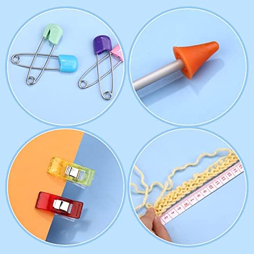 381 Pieces Knitting Supplies, Knitting Tools Set, Colorful Knitting Markers with Stitch Marker Rings, Stitch Holder, Knitting Needles and Plastic Storage Box for Knitting Crochet Crafts