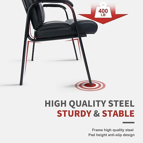 Image of CLATINA Heavy Duty Guest Chair with Padded Armrests, Executive Leather Soft Reception Chair 400lbs Capacity for Office Conference Waiting Meeting Room, Black (6 Pack)