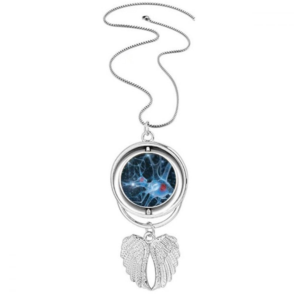 Collier ailes d'ange et cellules cérébrales en argent pour passionnés de sciences - 4
