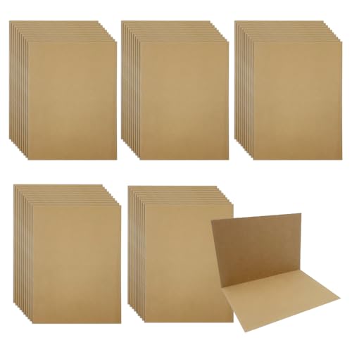WYAN 50 Pieces Blank Kraft Paper Cards, Kraft Paper Message Cards, Brown Business Card, for DIY Gift Tag School,Office, Clips