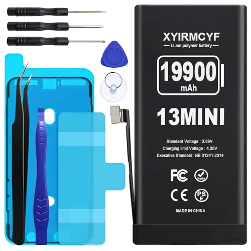 XYIRMCYF 19900mAh Super Capacity Battery Compatible with iPhone 13 Mini 0 Cycle Li-Polymer Replacement Battery for iPhone 13 MINI with Professional Repair Tool Kit