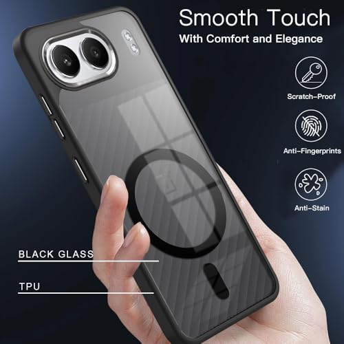 Image of KARWAN Translucent Hybrid Back Case Cover Compatible with Oneplus Nord 4 Shockproof Case with Camera Protection, N52 Magnet Cover Case with Magnetic MagEaze Wireless Charging Cover (Black)