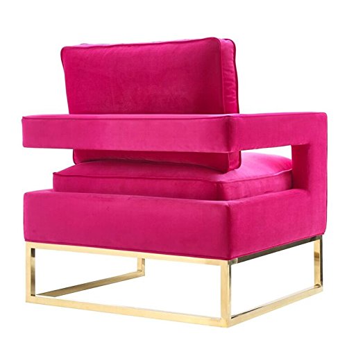 Tov Furniture The Avery Collection Modern Style Living Room Den Velvet Upholstered Armchair With Gold Legs, Pink #TOP4