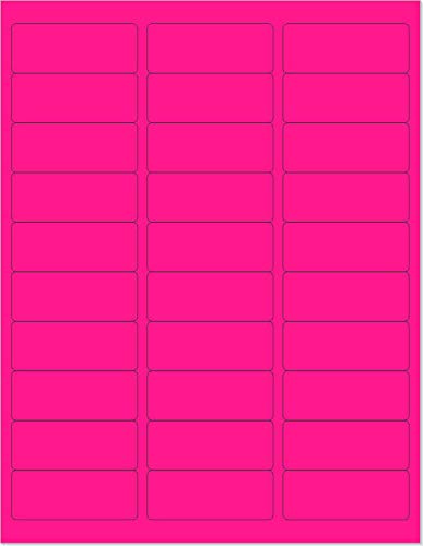 NextDayLabels8-1/2 x 11" Neon Color High Light Fluorescent Labels for Laser & Inkjet Printer (Pink Fluorescent, 1" x 2-5/8" - 30 Per Page | 750 Labels)