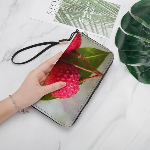 Lychee PU Leather Clutch Long Bifold Wallet, Coin Purse Credit Pass Case, Durable Card-Holder Money Storage for Women Men4