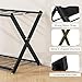 Tangkula Folding Luggage Rack Set of 4, Foldable Suitcase Stand with Storage Shelf, Strong Nylon Straps, Heavy-duty Metal Luggage Holder for Guest Room, Hotel, Bedroom (Black, 4 Pack)