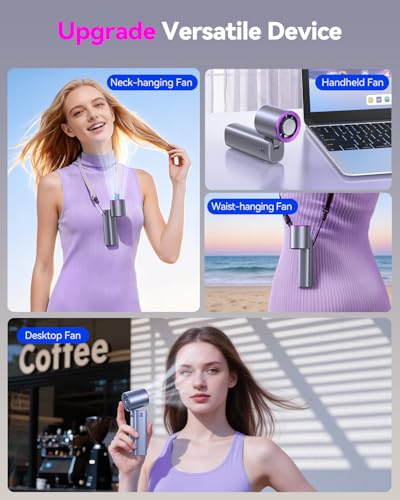 Image of DRORION Portable Mini Fan with Ice Cooling Function, 199 Speed Adjustable Handheld Fan, Rechargeable Personal Fan with Digital Display, Quiet Desk Fan for Travel, Office, Outdoor, Summer,Grey