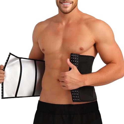 Mymyguoe Cinturón abdominal para hombre, cinturón de fitness, moldeador de cintura, cinturón para quemar grasa, faja moldeadora de látex, cinturón de sudoración, cinturón de cintura ajustable, plata