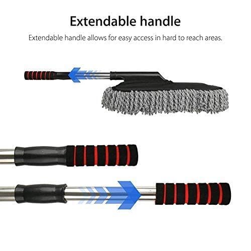 Image of Microfiber Flexible Car Cleaner Washable Duster, Car Wash Dust Wax Mop Car Duster with Handle and Grip (Multi)