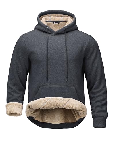 Pudolla Men's Sweatshirts & Hoodies - Fleece Pullover Winter Sweatshirts - Thick Hoodies for Men (Dark Grey, XL)